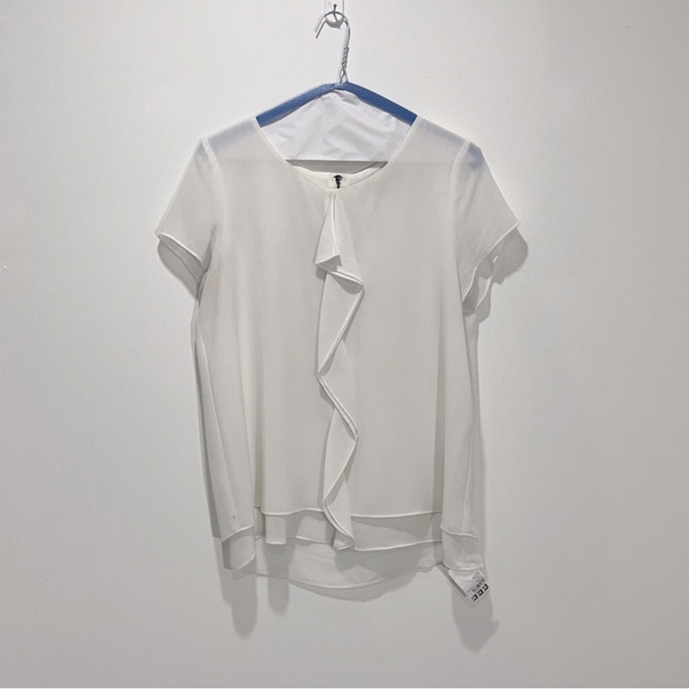 NAKED ZEBRA White Top/Blouse in Women's Size Medium